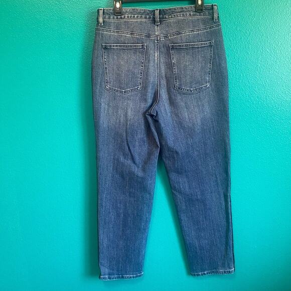 Talbots Black Sequin Stripe High Waist Straight Ankle Jean Women's 10 - Picture 5 of 11